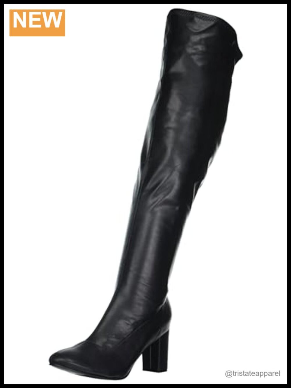 Wide Fit Stretch Over Knee Boots PU Block Heel